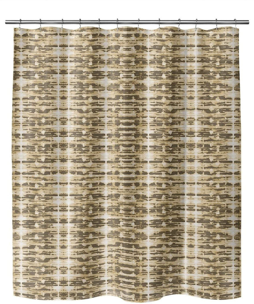 MISC X ray Shibori Mustard Shower Curtain by Brown Abstract Bohemian Eclectic Polyester
