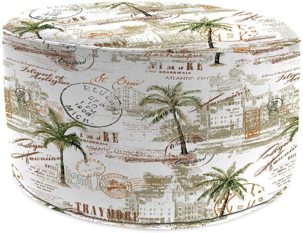 24" Round Pouf Getaway 24x24x13 5 Color Tropical Beach Polyester Uv Resistant Zippered Closure