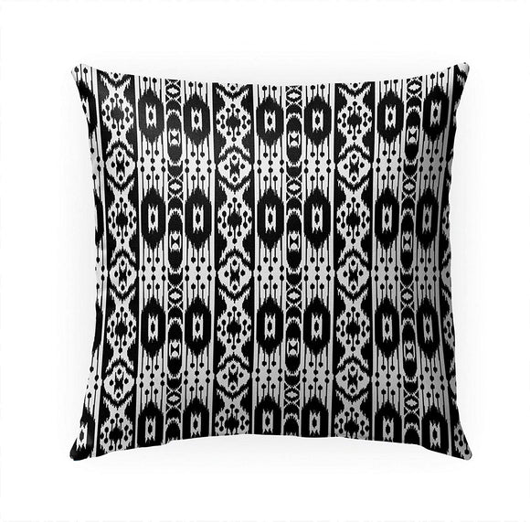 MISC Tribal Black Indoor|Outdoor Pillow by 18x18 Black Geometric Southwestern Polyester Removable Cover