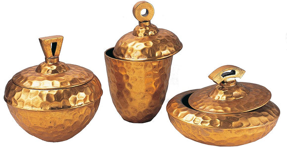 MISC Golden Trinket Boxes (Set 3) Gold Resin Metallic Finish