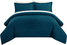 Comforter Set Embossed Quilted Vine Pattern King Blue Embroidered Modern Contemporary Microfiber 2