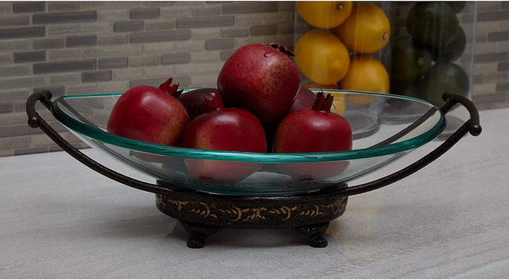 Traditional 5 X 17 Inch Iron Glass Bowl Server by Gold