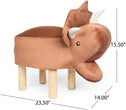 Contemporary Kids Triceratops Ottoman Brown Modern MDF Wood