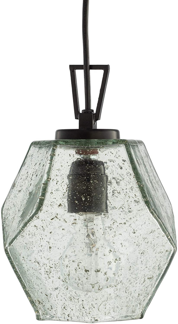 Sol Geometric Seeded Glass 1 Light 10" h X 8" w 8" d Black