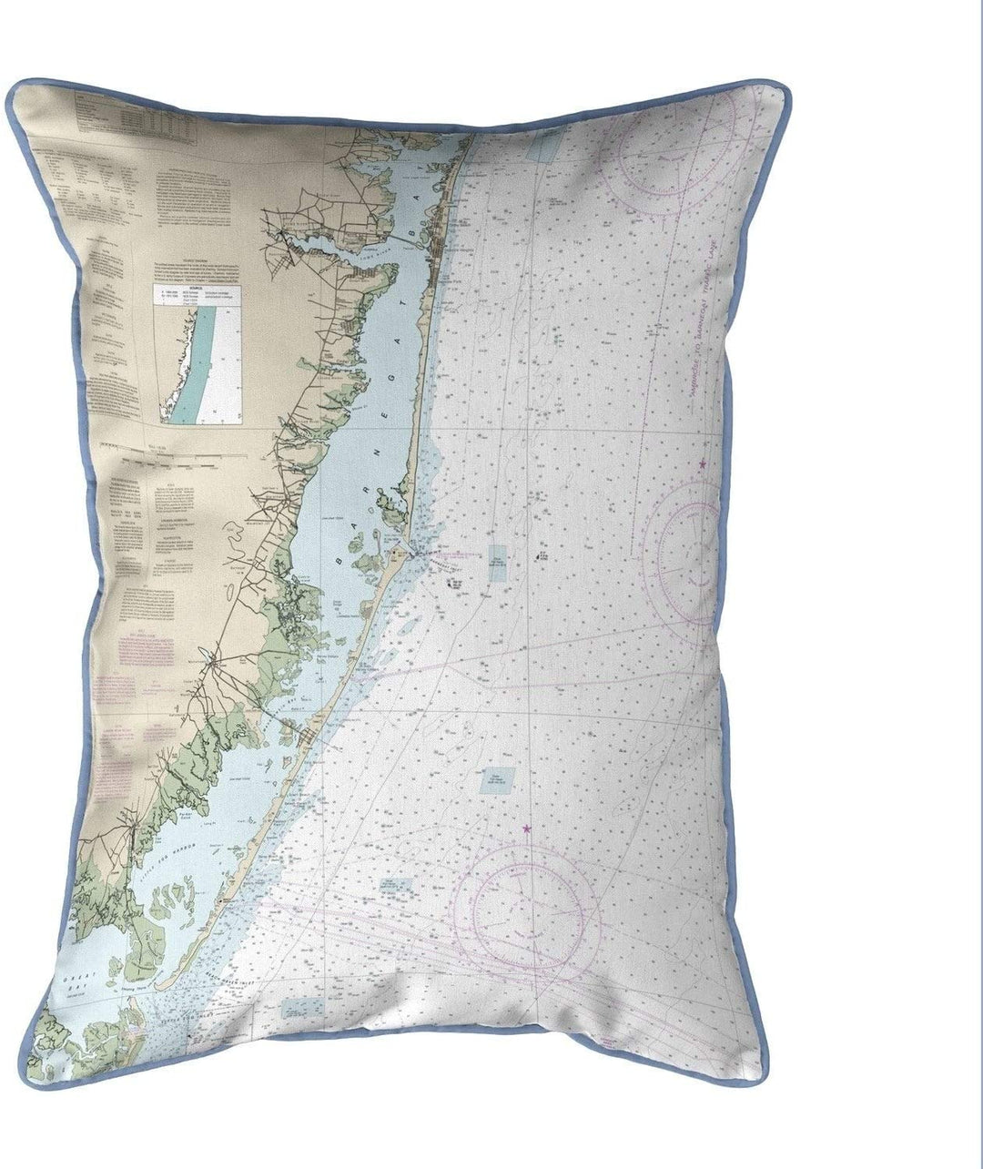 Long Beach Nj Nautical Map Small Corded Indoor/Outdoor