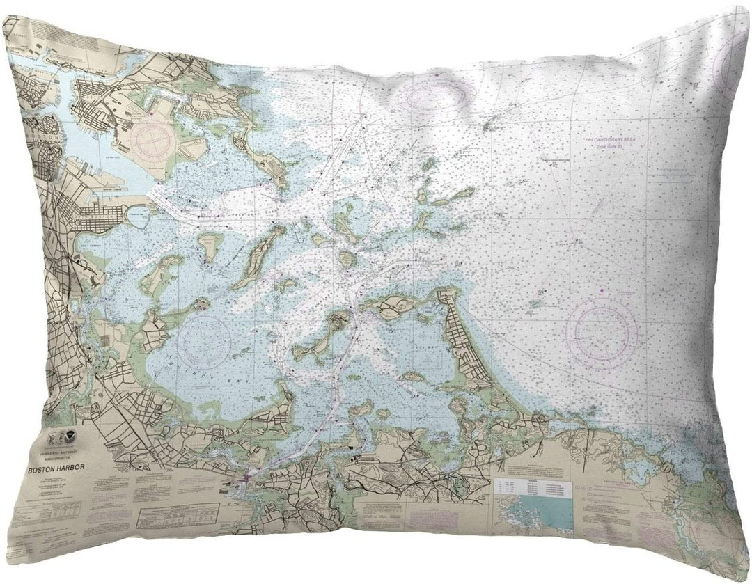 Boston Ma Nautical Map Noncorded Indoor/Outdoor Pillow 16x20