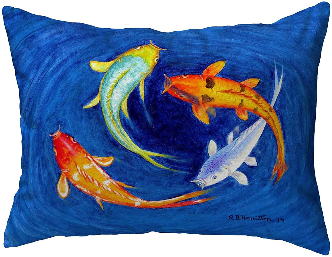 Swirling Koi Noncorded Pillow 11x14 olor Graphic Nautical