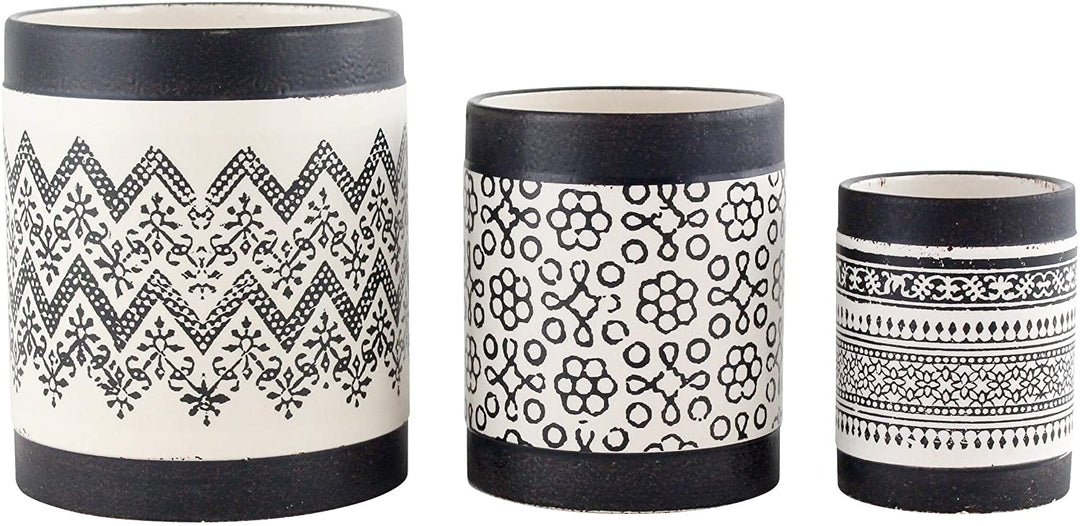 Ceramic Planters (Set 3) 7" h X 6" w 6" d/ 5 5 4 5/3 5 Black White Modern Contemporary Transitional