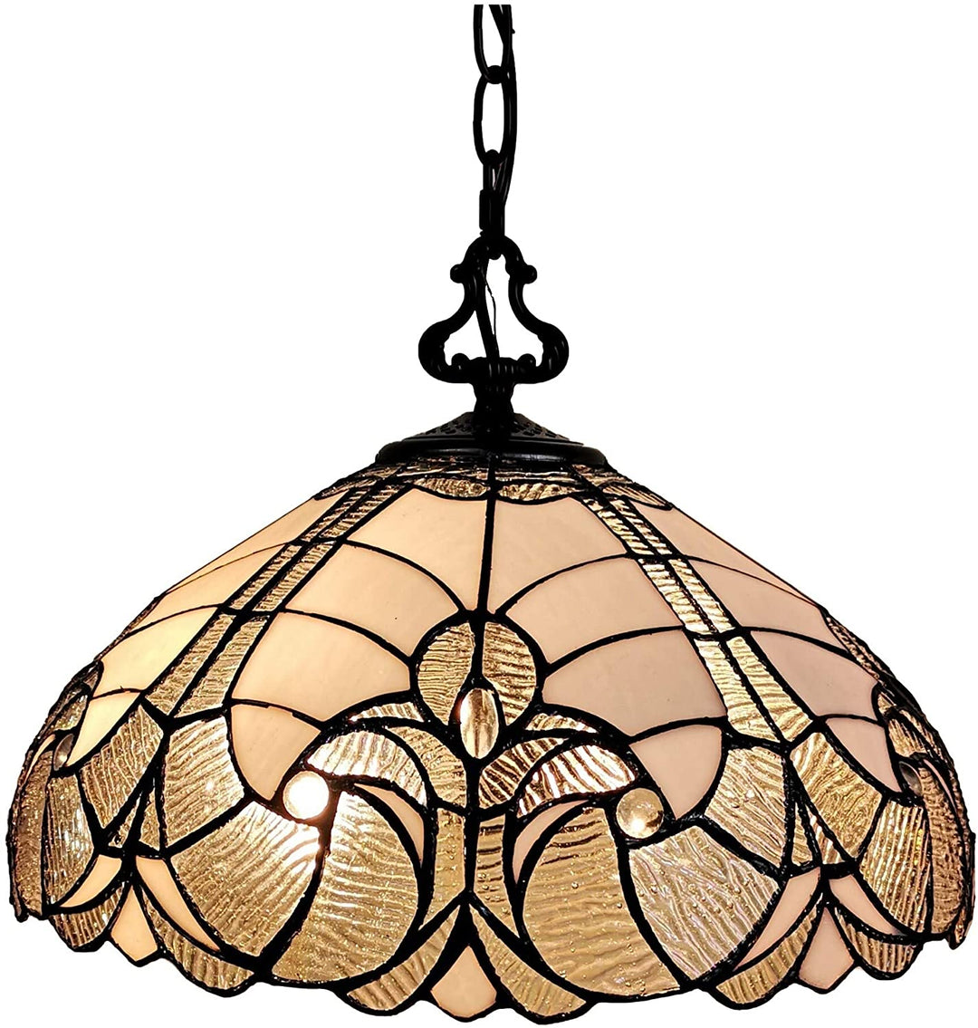 Tiffany Hanging Pendant Lamp 16" Wide Floral Stained Glass White Game Living Dining Room Am297hl16b Art