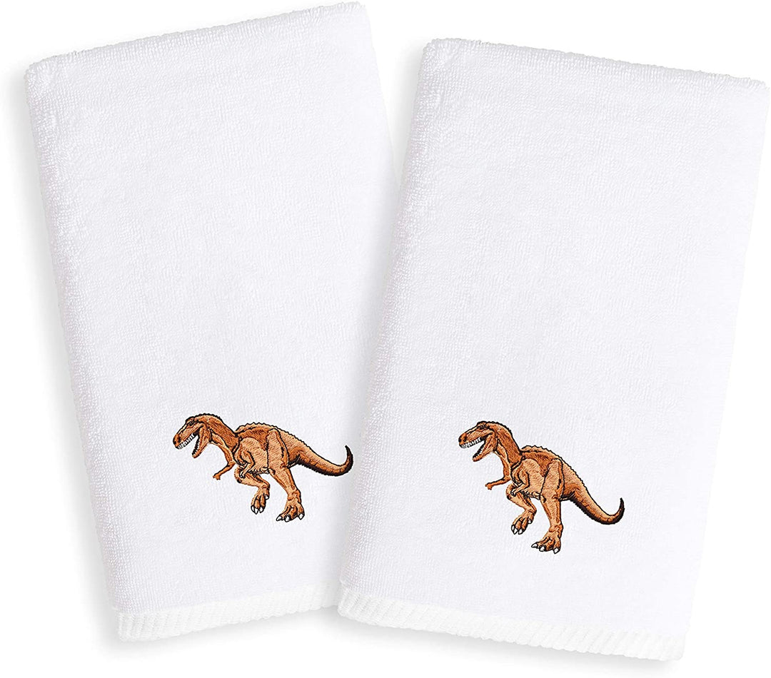 Sweet Kids Dinosaur Embroidered White Turkish Cotton Hand