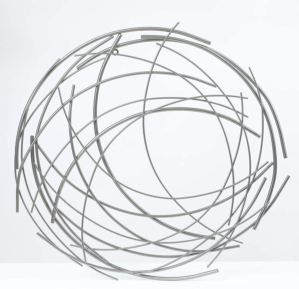 Abstract Iron Sticks Round Wall Decor Silver Modern Contemporary Includes Hardware