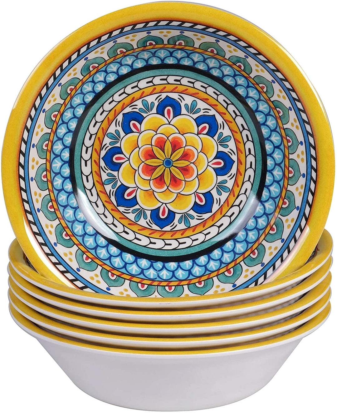 7 5 inch Melamine All Purpose Bowl (Set 6) Blue Color Yellow