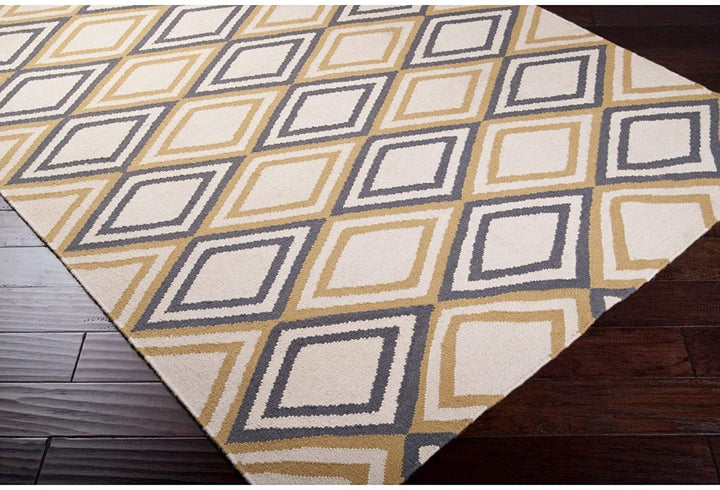 MISC Hand Woven 'Caroni' Ivory Wool Area Rug 8' X 11' Brown Geometric Transitional Rectangle Latex Free Handmade