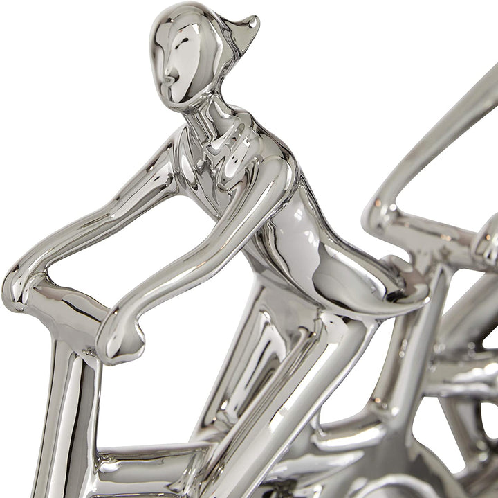 Silver Ceramic Tandem Cyclists Sculpture 18 X 3 13 - Diamond Home USA