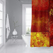 MISC Eclectic Bohemian Patchwork Red Gold Shower Curtain by 71x74 Red Patchwork Bohemian Eclectic Polyester