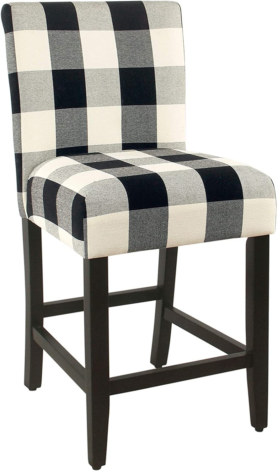 Black/Cream Plaid upholstered Counter Chair 24 Inches Black Modern Contemporary Transitional Fabric Finish Footrest - Diamond Home USA