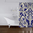 MISC Navy Shower Curtain by 71x74 Blue Geometric Traditional Polyester