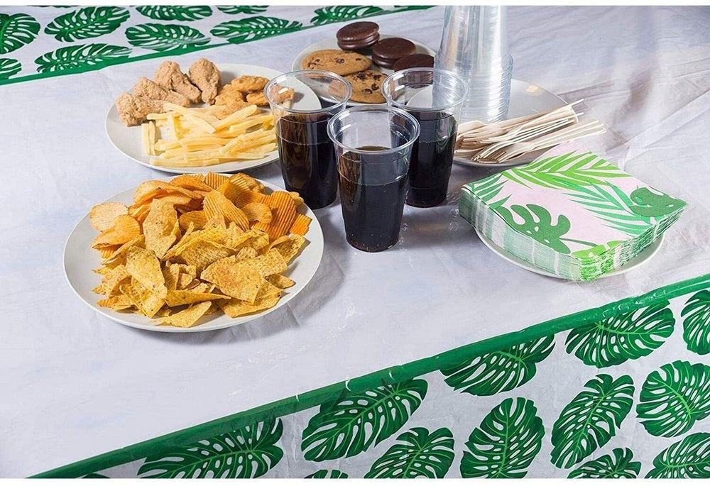 3 Pack Plastic Rectangular Tablecloth Tropical Palm Leaves Table Covers 54"x108" Color Design Rectangle Polyester