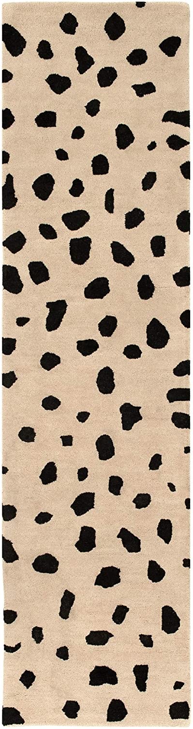 Hand Tufted Wool Runner 2' X 8' Brown Animal Dots Casual Modern Contemporary Rectangle Latex Free Handmade