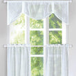 MISC Kitchen Curtain 3 Pieces Set (Rod Pocket Tier Pair/Valance) Cream Ivory White Ogee Solid 100% Polyester