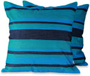 Handmade Embroidered Pair 2 Cushion Covers Blue Streams (India) Stripe Casual Polyester