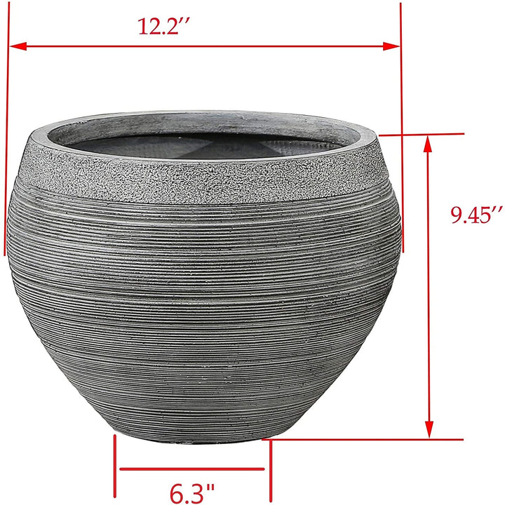 Stone Finish Pottery Bowl Planter (Small) Grey Modern Contemporary Round Handmade - Diamond Home USA