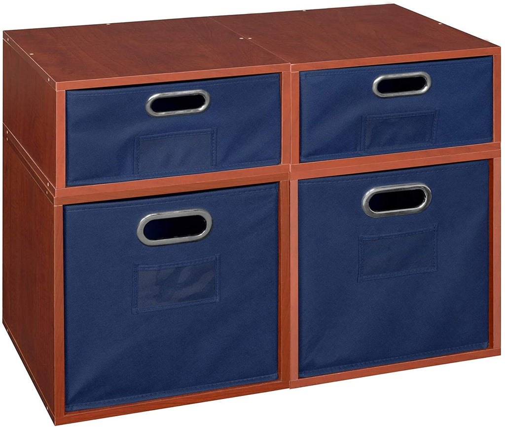 Unknown1 Storage Set 2 Full Cubes/2 Half Cubes Foldable Bins Cherry/Blue Blue Modern Contemporary Laminate Wood Finish