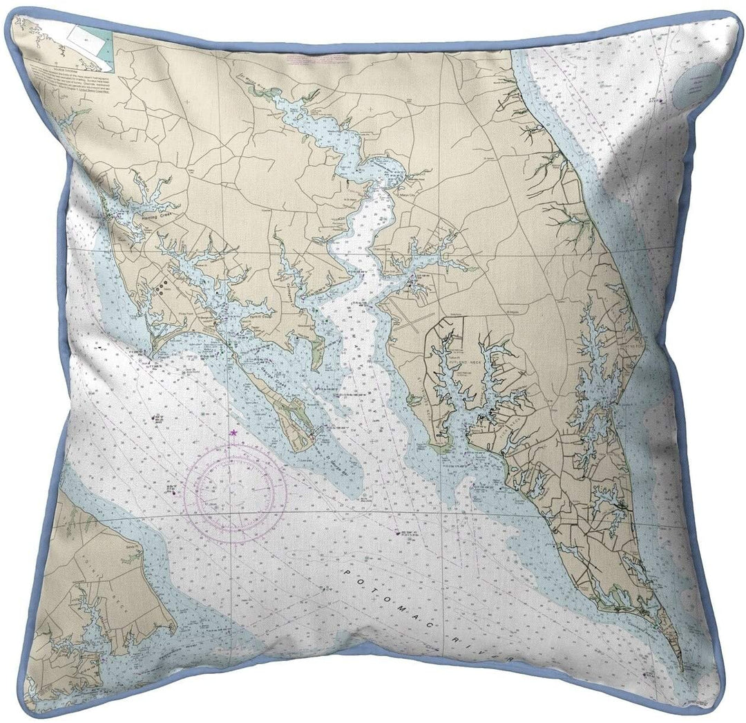 Nautical Map Large Corded Indoor/Outdoor Pillow 18x18