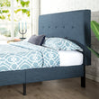 Zinus Upholstered Navy Button Detailed Platform Bed / Wood Slat Support, Twin