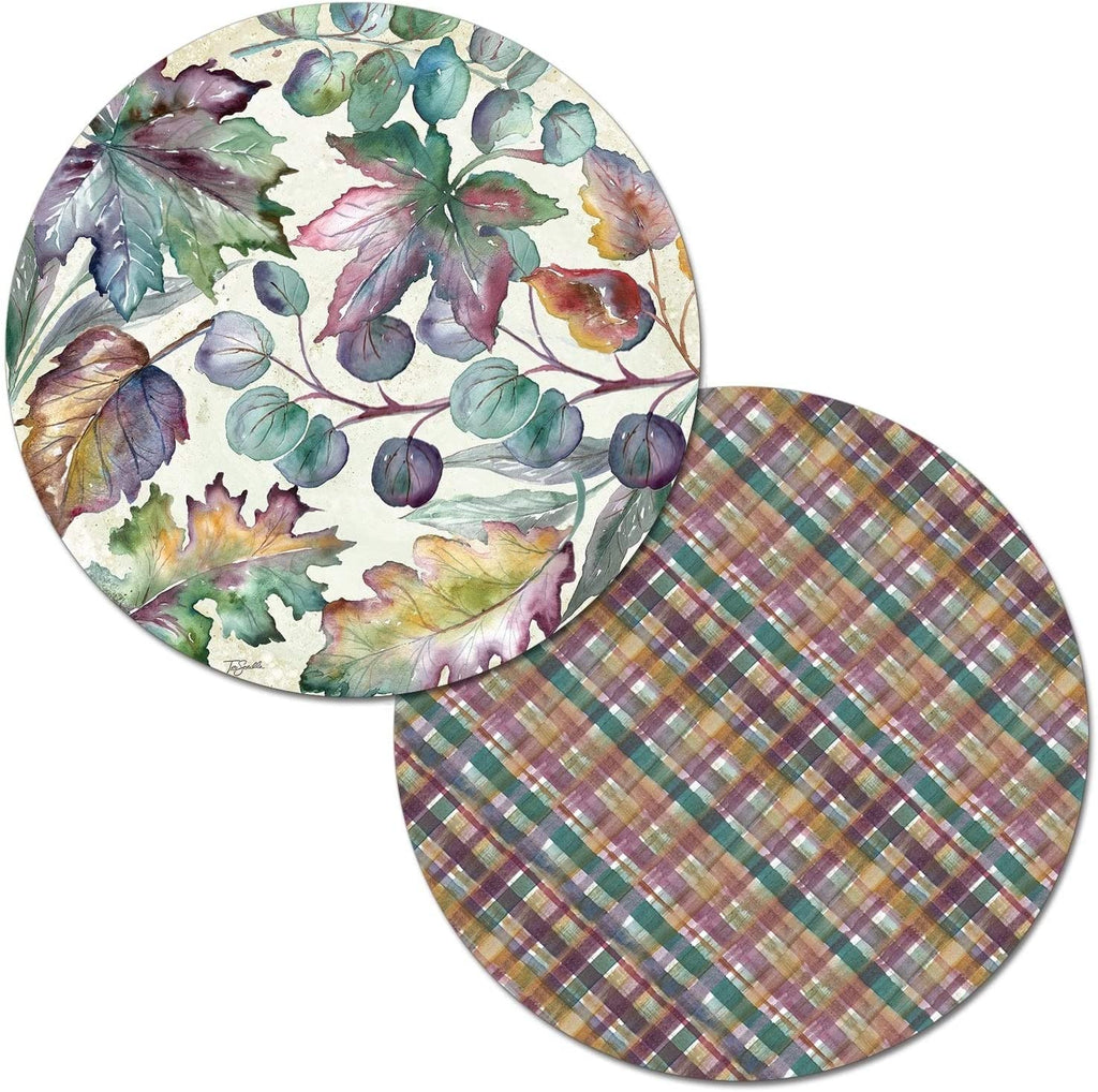 Round Wipe Clean Placemats Set 4 Autumn Jewel Color Plastic
