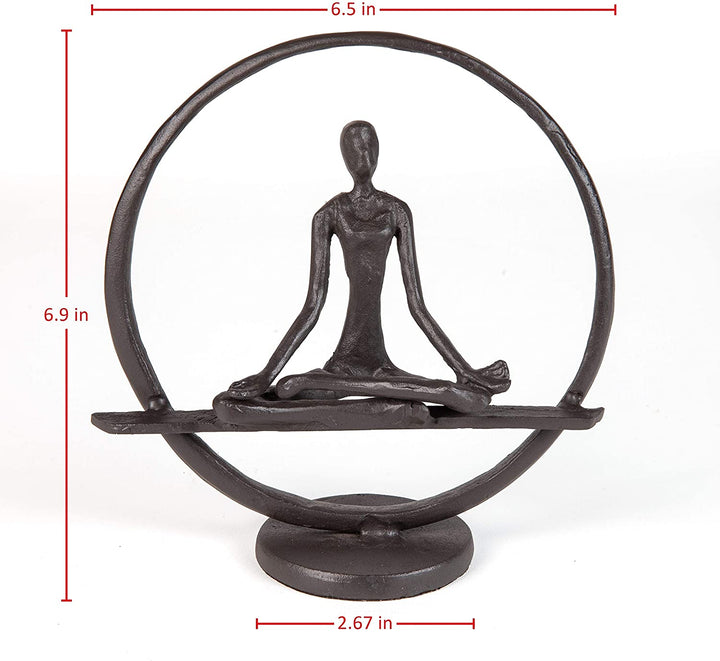 Meditation Circle Cast Iron Sculpture Brown Sports Bronze Finish - Diamond Home USA