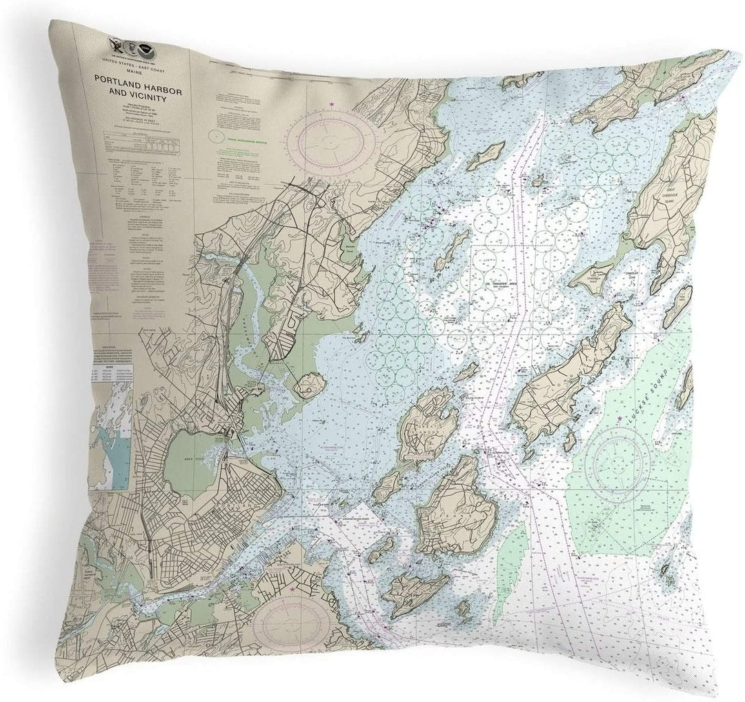 Me Nautical Map Noncorded Pillow Color Graphic Coastal