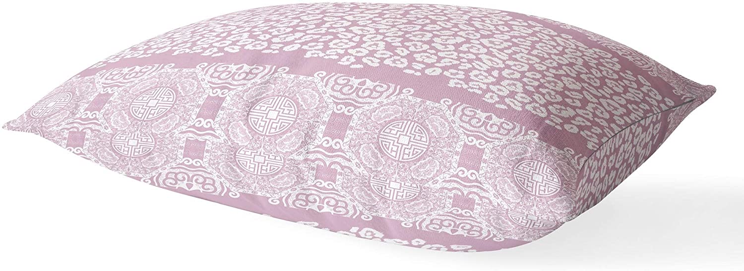UKN Leopard Pink White Lumbar Pillow Pink Animal Bohemian Eclectic Polyester Single Removable Cover