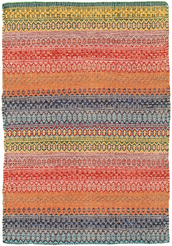 Unknown1 Flat Weave Bold Colorful Copper Red Wool 2'0 X 3'0 Stripe Patterned Southwestern Transitional Rectangle Cotton Latex Free Handmade Made Order