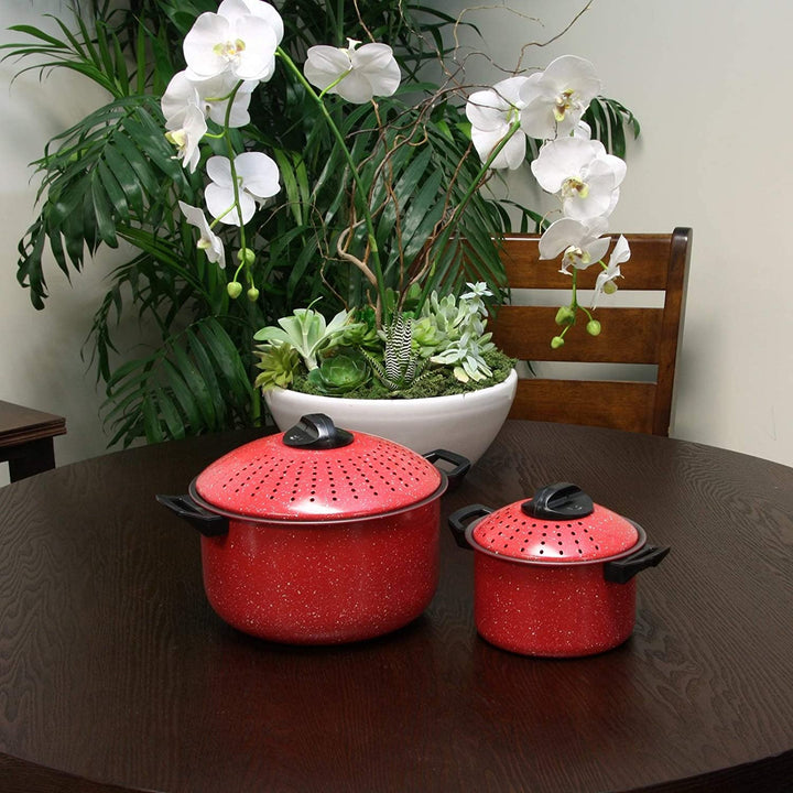 4pc Nonstick Pot Set Red Metal 4 Piece - Diamond Home USA