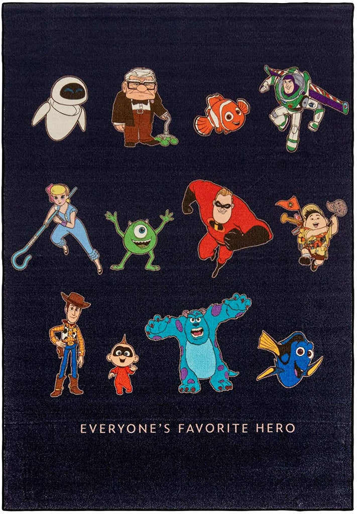 UKN Pixar Heroes Area Rug (4'6"x6'6") 4' X 6'/Surplus Color Novelty Kids Tween Rectangle Polyester Latex Free