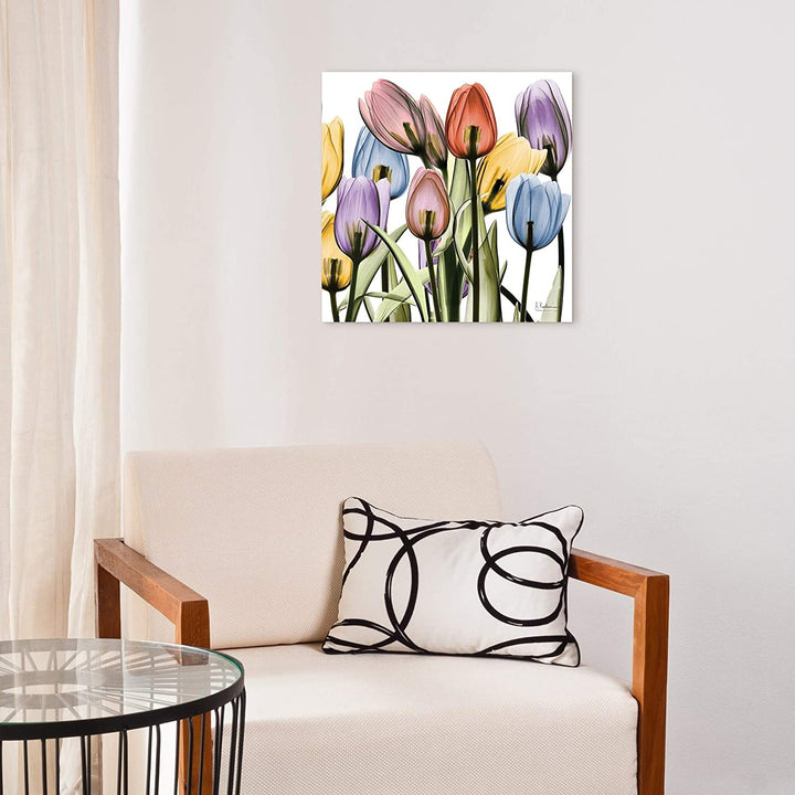 X ray Ii Colorful Flower Wall Art Frameless Free Floating Tempered Glass Panel Color Modern Contemporary