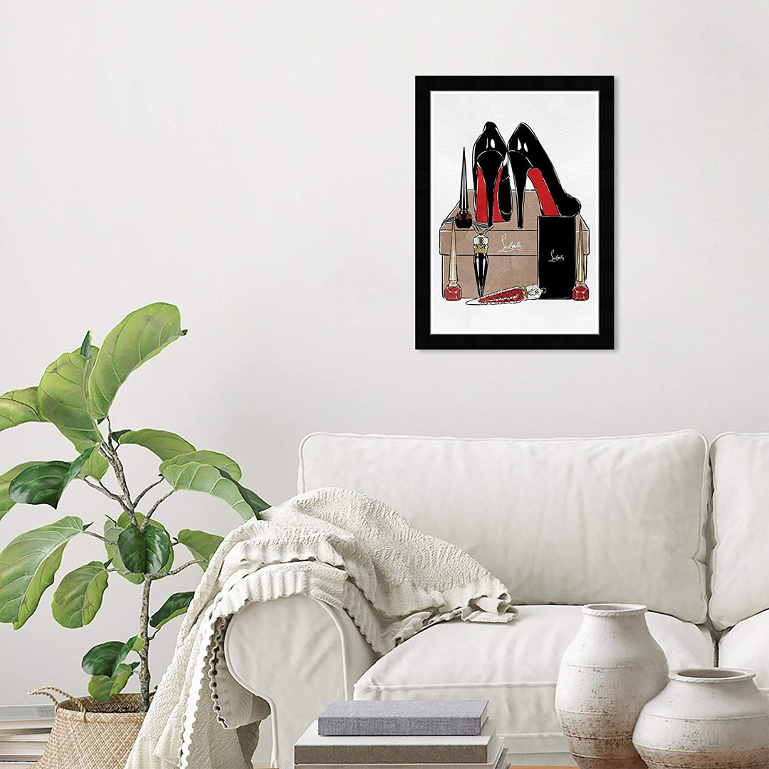 Heels Fashion' Fashion Glam Wall Art Framed Shoes Black