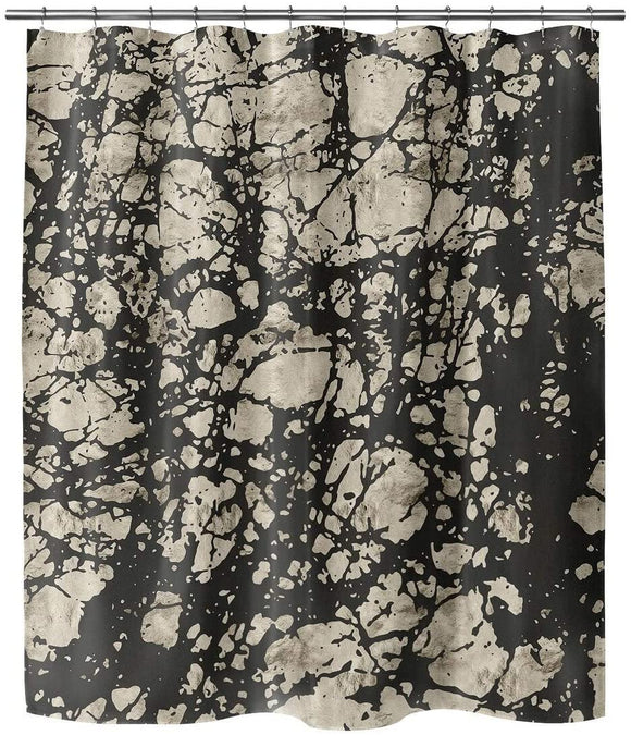 Marble Black Small Shower Curtain by