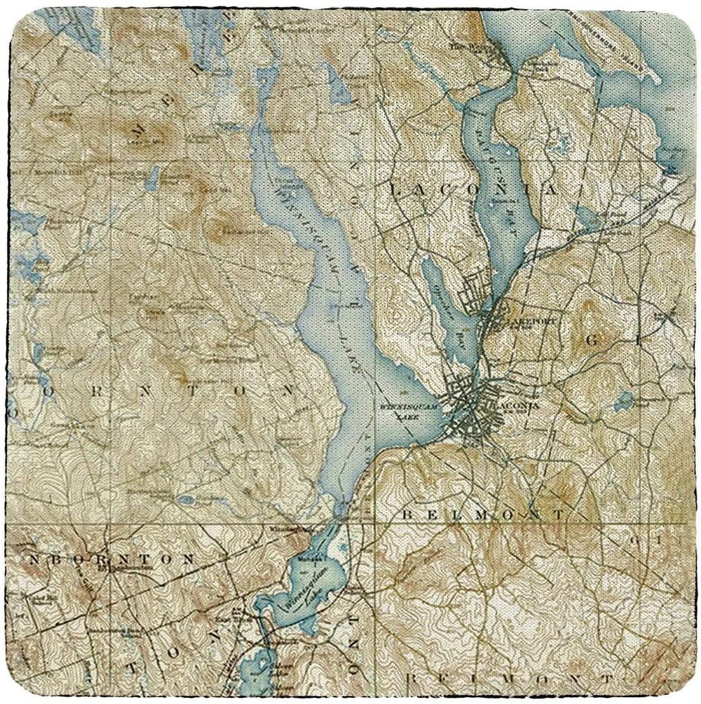 Lake Nh Nautical Map Coaster Set 4 Color Synthetic Fiber
