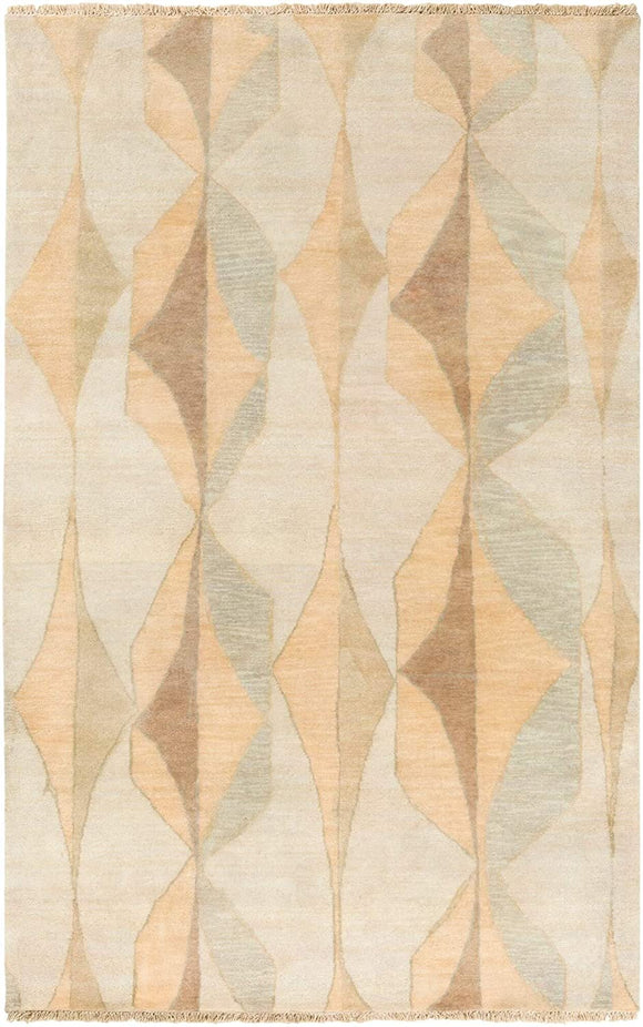 Hand Knotted Wool Accent Rug 2' X 3' Brown Abstract Modern Contemporary Latex Free