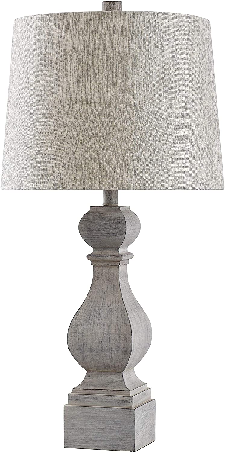 Grey Distressed Turn Table Lamp