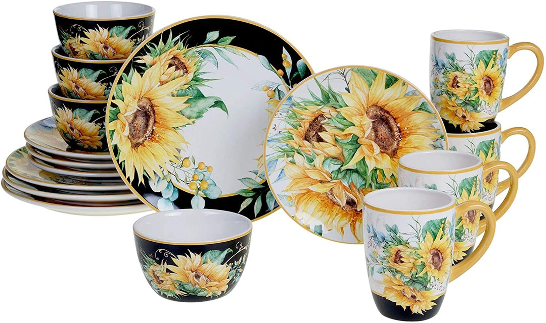 Sunflower Fields 16 Piece Dinnerware Set (Service 4) Color