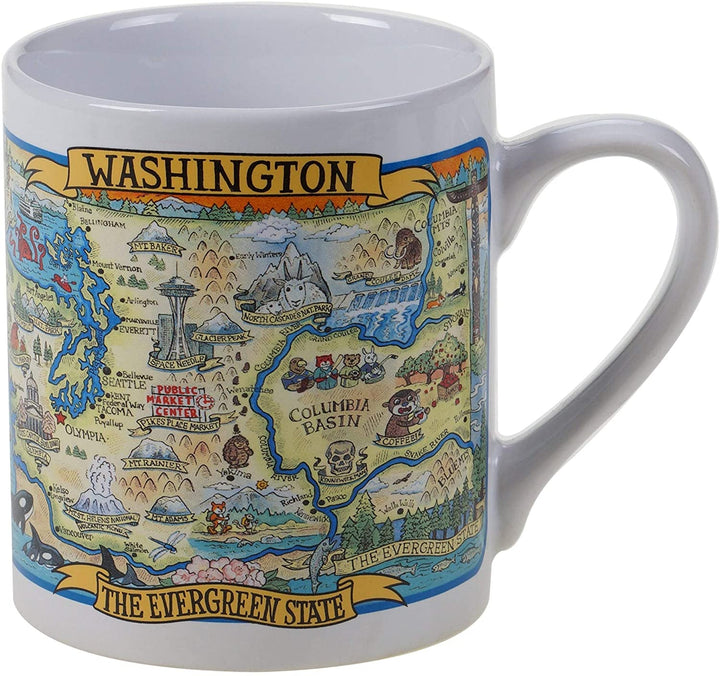 Washington Souvenir Jumbo Mugs (Set 6) Blue Color White