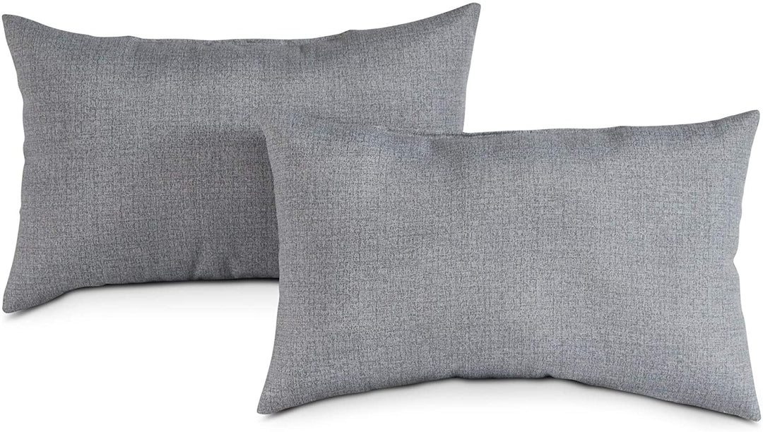 MISC Gray 19 inch X 12 inch Outdoor Accent Pillow (Set 2) Grey Solid Casual Transitional Polyester Fade Resistant Water