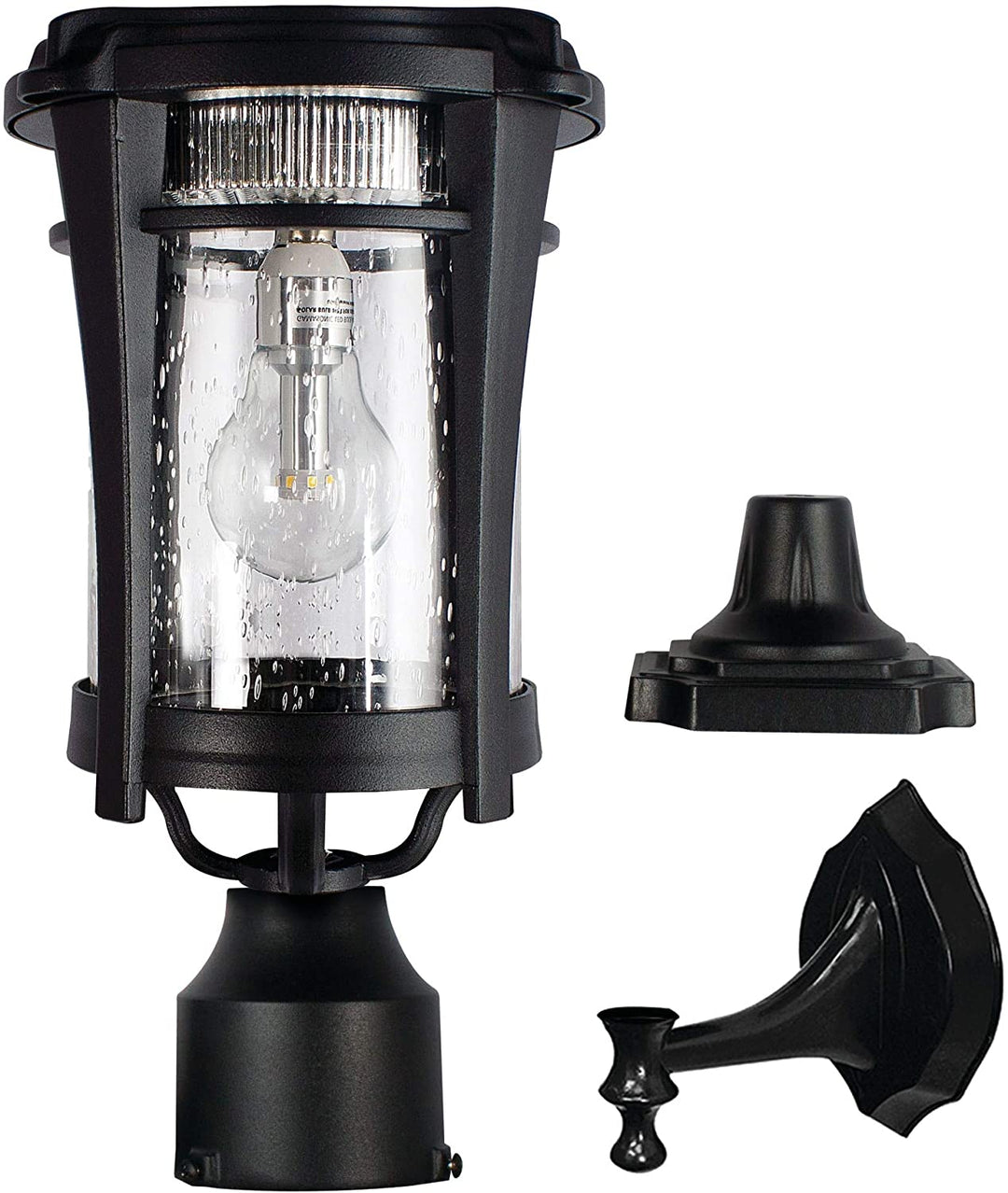 Bulb Solar Light 3in Fitter Pier Wall Mount Black Includes