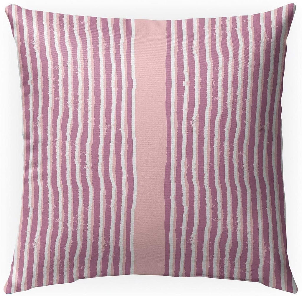 Zen Stripe Block Indoor|Outdoor Pillow by 18x18 Pink Modern Contemporary Polyester Removable Cover