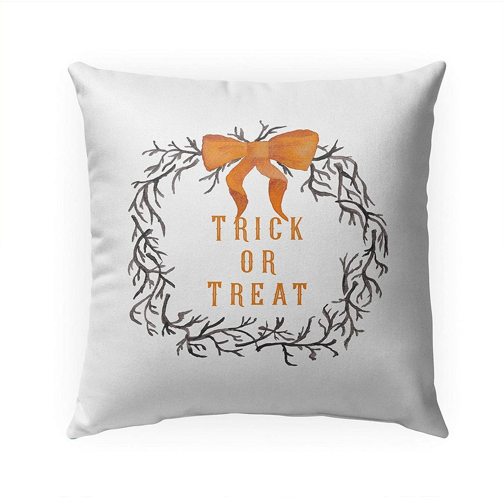 Trick Treat Indoor|Outdoor Pillow by 18x18 Orange Geometric Modern Contemporary Polyester Removable Cover