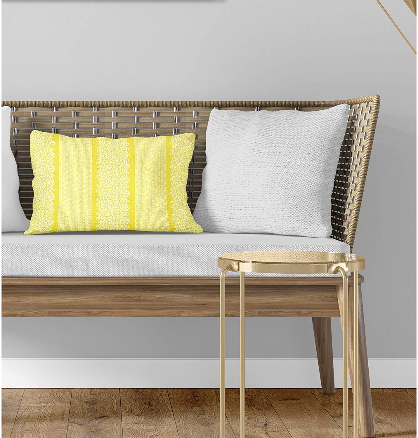 UKN Leopard Key Lemon White Lumbar Pillow Yellow Animal Modern Contemporary Polyester Single Removable Cover