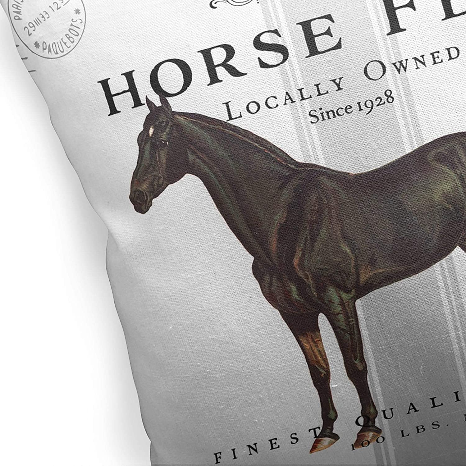 MISC Horse Feed Two Indoor|Outdoor Pillow by 18x18 Grey Geometric Farmhouse Polyester Removable Cover